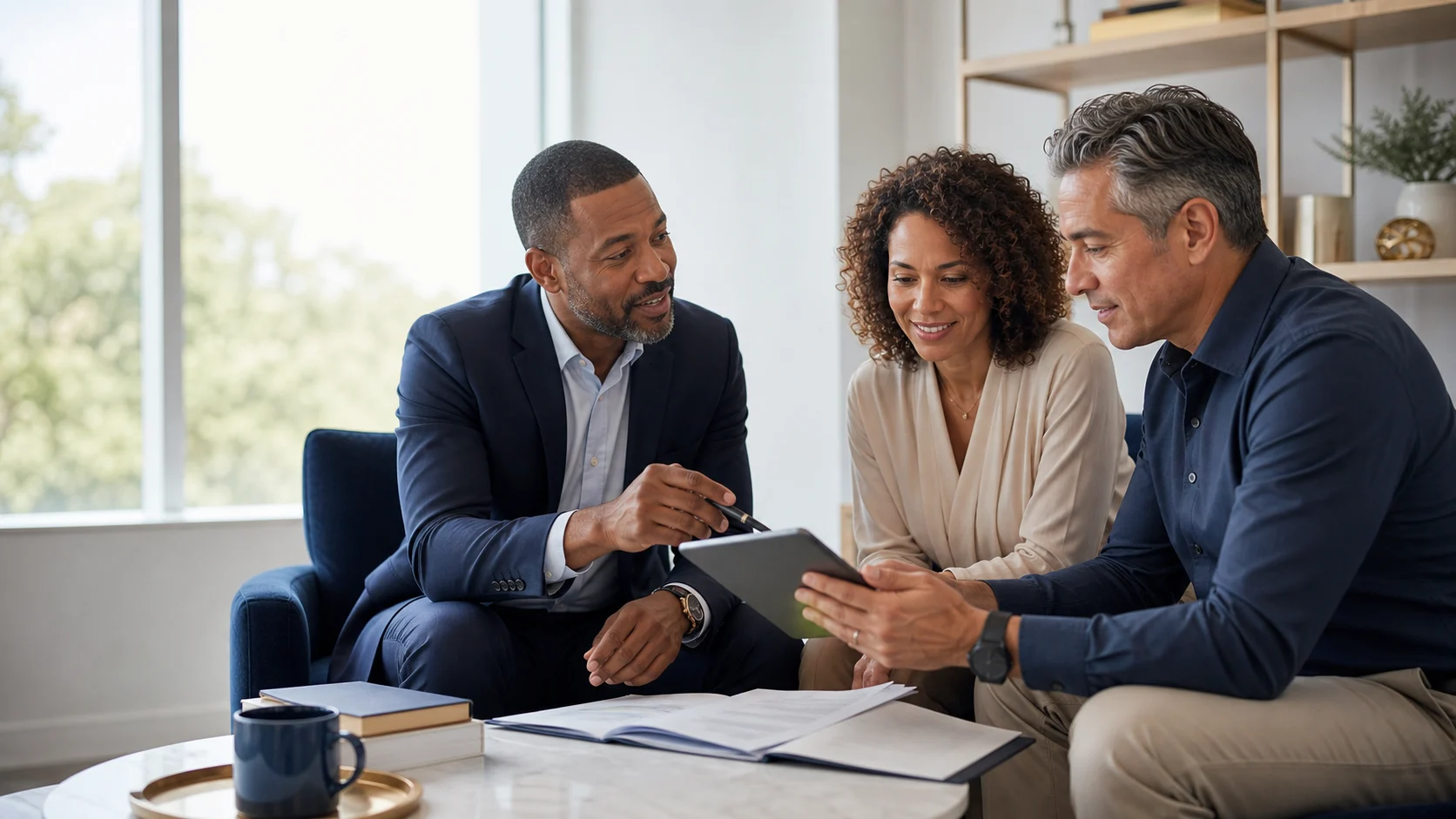 Professionals reviewing an employer retirement plan